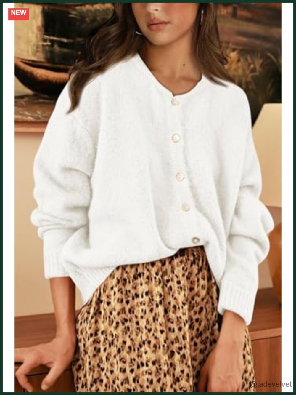 Crewneck Button Down Chunky Cardigan Sweater Open Front Long Sleeve Lightweight - Picture 6 of 7